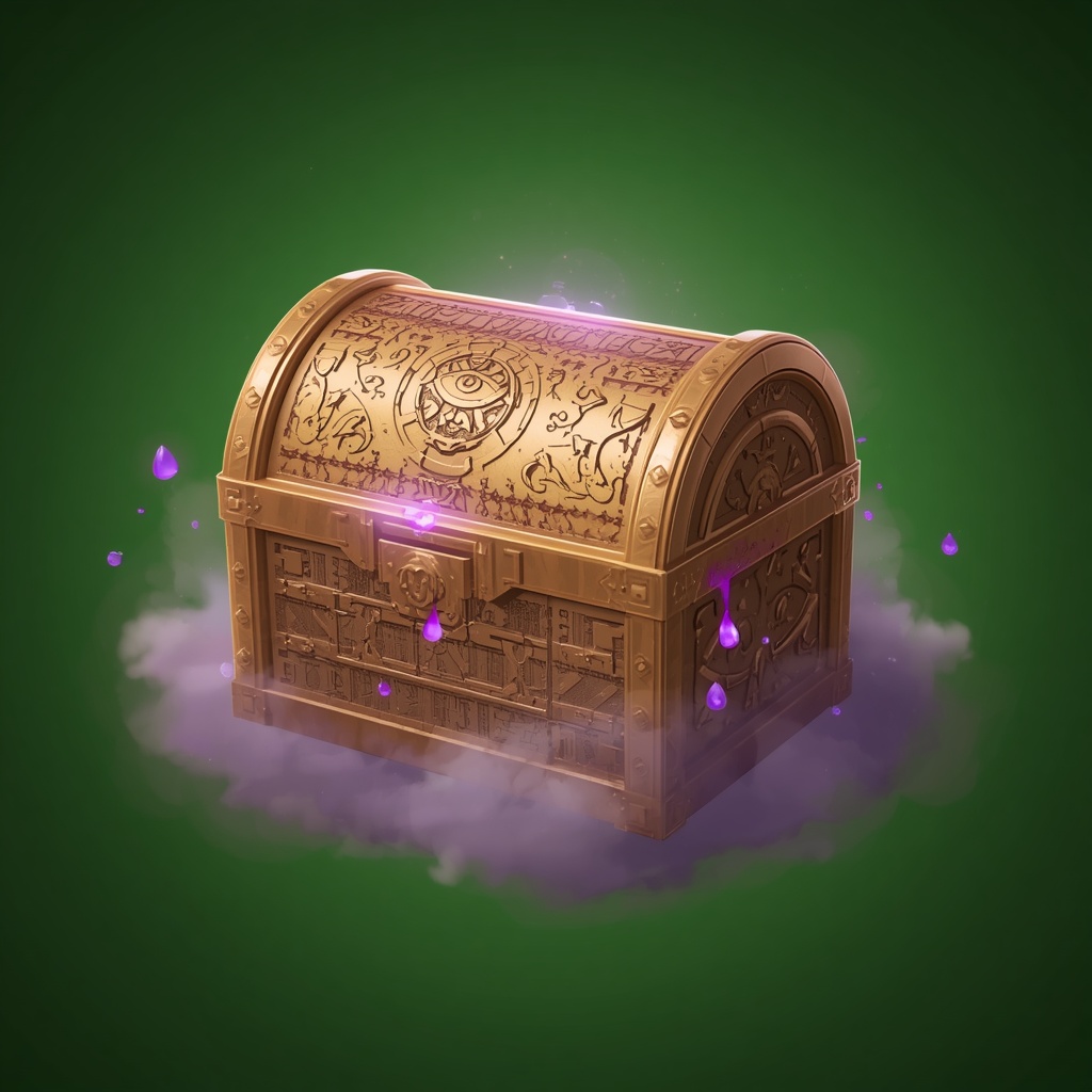 Epic golden mystery box with purple runes