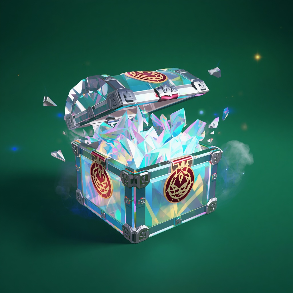 Legendary crystal mystery box exploding with light