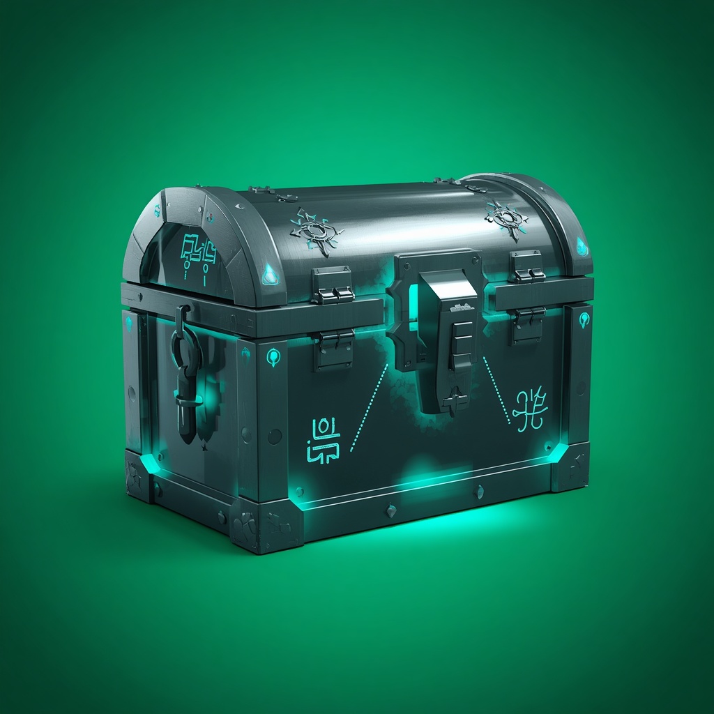 Rare steel mystery box with cyan runes